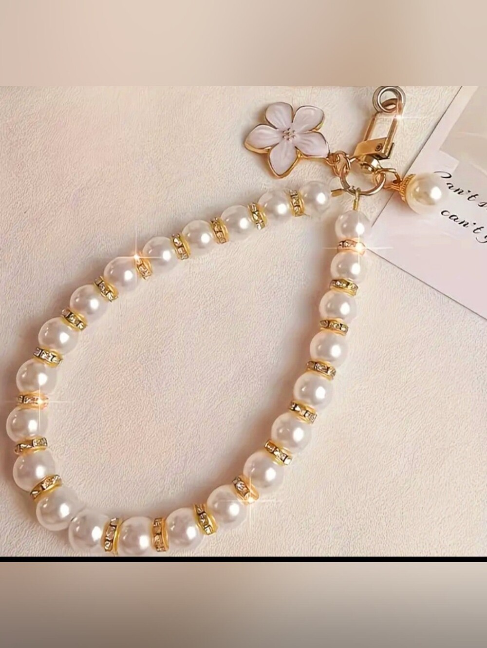 Pearl Beaded Wrislet Charms/Keychains Two Pieces - Picture 4 of 7